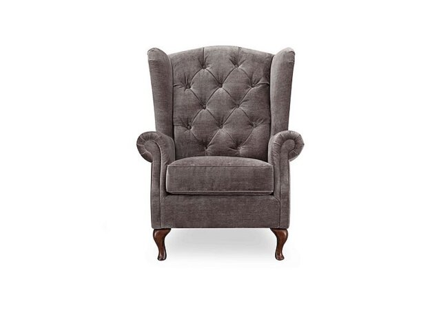 At The Helm - Harriet Fabric Wing Chair - Brindle with Walnut Feet