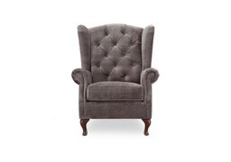 At The Helm - Harriet Fabric Wing Chair - Brindle with Walnut Feet
