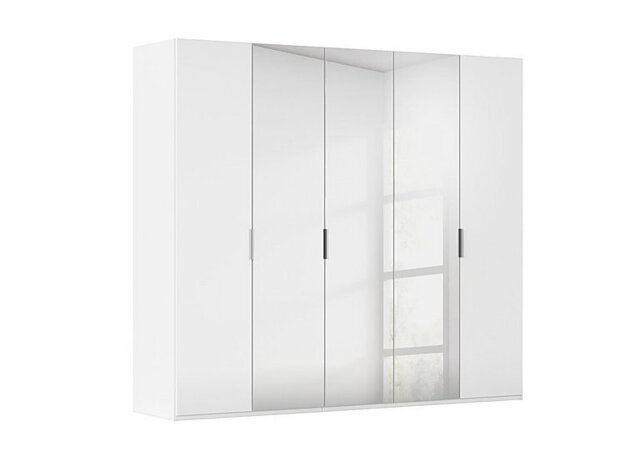 Rauch - Formes 5 Door Bifold Glass Wardrobe with 3 Mirror Doors - White/White Front
