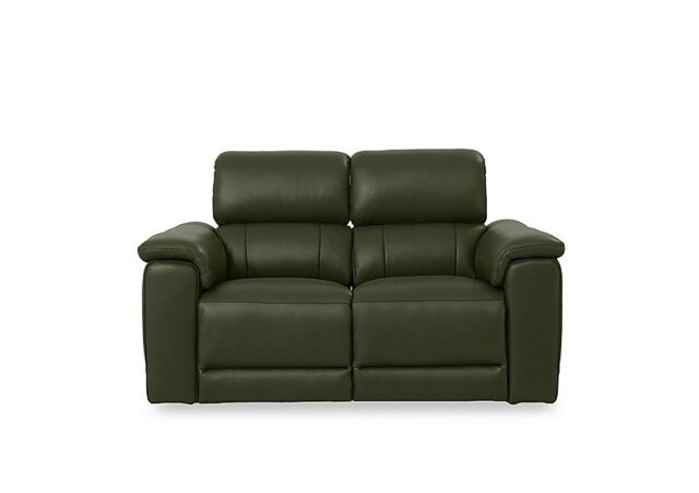 Genius Leather 2 Seater Power Recliner Sofa with Power Headrests and Bluetooth Speakers - Oslo Pine