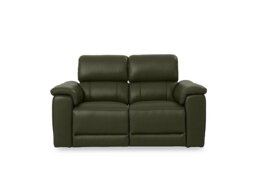 Genius Leather 2 Seater Power Recliner Sofa with Power Headrests and Bluetooth Speakers - Oslo Pine