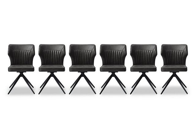 Jayden Set of 6 Faux Leather Swivel Dining Chairs - Dark Grey - In Time for Christmas
