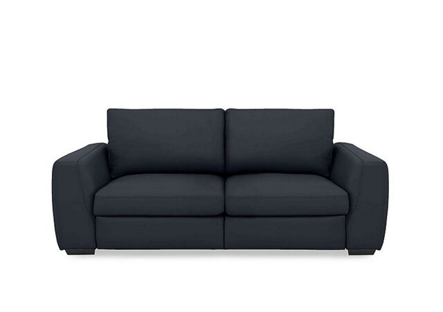 Dinky Leather 3 Seater Sofa with Power Recliner - Navy