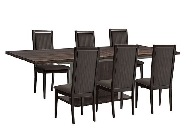 Venezia 200 cm Extending Dining Table and 6 Panelled Fabric Chairs Set - Walnut