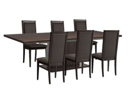 Venezia 200 cm Extending Dining Table and 6 Panelled Fabric Chairs Set - Walnut