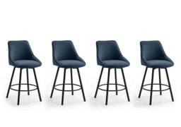 Veja Set of 4 Swivel Bar Stools - Blue