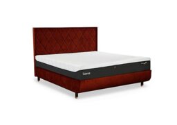 TEMPUR - Arc Disc Bed Frame with Quilted Headboard - Super King with Oak Feet