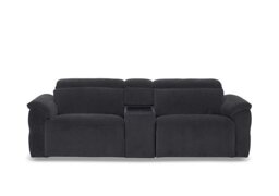 Dolomite 3 Seater Fabric Power Recliner Sofa with Power Headrests and Console - Iron Grey