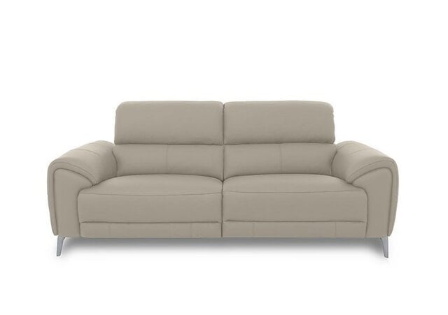 Vino Leather 3 Seater Power Recliner Sofa with Power Headrests and Heated Seats - Oyster