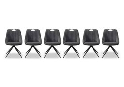 Petra Set of 6 Fabric Swivel Dining Chairs - Dark Grey