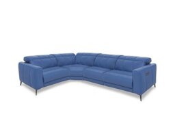 Ezra Leather Power Recliner Left Hand Facing Corner Sofa with Power Headrests - Aegean