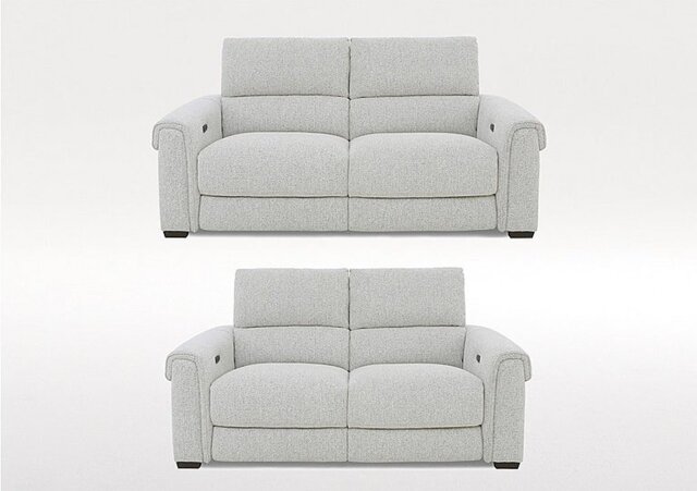 Nixon 3 and 2 Seater Fabric Power Recliner Sofa Set - Oyster - Sofas and Armchairs