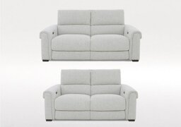 Nixon 3 and 2 Seater Fabric Power Recliner Sofa Set - Oyster - Sofas and Armchairs