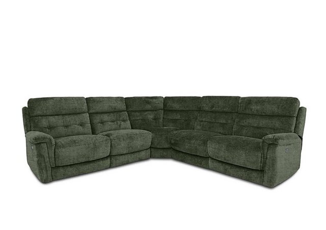 Springer Fabric Large Power Recliner Corner Sofa - Olive Green
