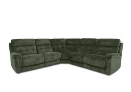 Springer Fabric Large Power Recliner Corner Sofa - Olive Green