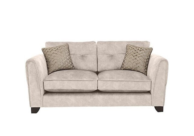 Mariah 2 Seater Fabric Classic Back Sofa - Dapple Cream with Chrome Insert