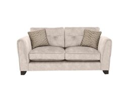 Mariah 2 Seater Fabric Classic Back Sofa - Dapple Cream with Chrome Insert