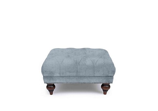 At The Helm - Shackleton Fabric Square Footstool with Turned Feet - Boathouse Blue