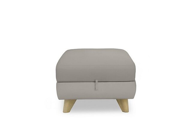 World of Leather - Malmo Leather Storage Footstool - Silver Grey