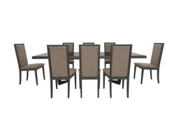Palazzo 200cm Extending Dining Table in Silver Birch with 8 Rombi Chairs - Aquos Taupe