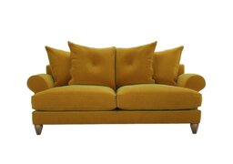 The Lounge Co. - Bronwyn 3 Seater Fabric Scatter Back Foam Fill Sofa With Vintage Oak Feet - Golden Spice