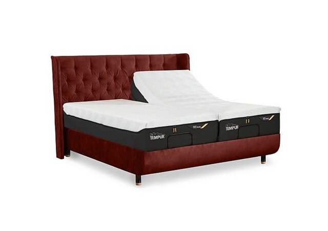 TEMPUR - Arc Ergo Smart Base Bed Frame with Luxury Headboard - Super King with Chrome Feet