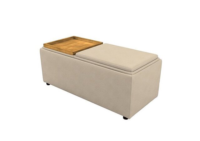 G Plan - Fabric Storage Bench Tray Stool - Stingray Linen