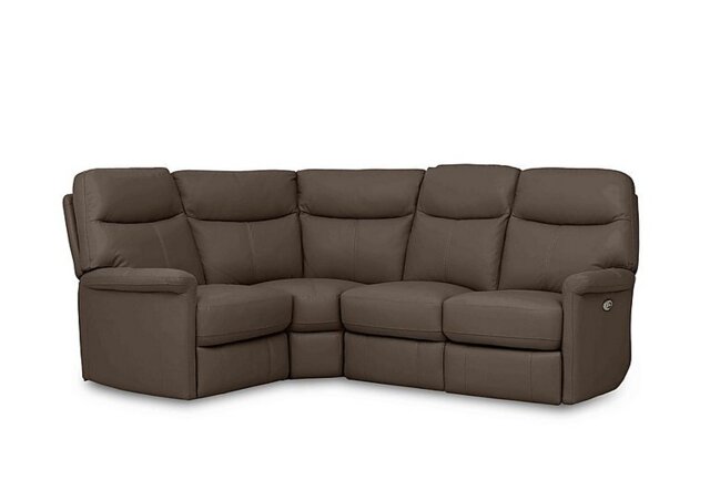 World of Leather - Compact Collection Lille Leather Power Recliner Left Hand Facing Corner Sofa - Fawn