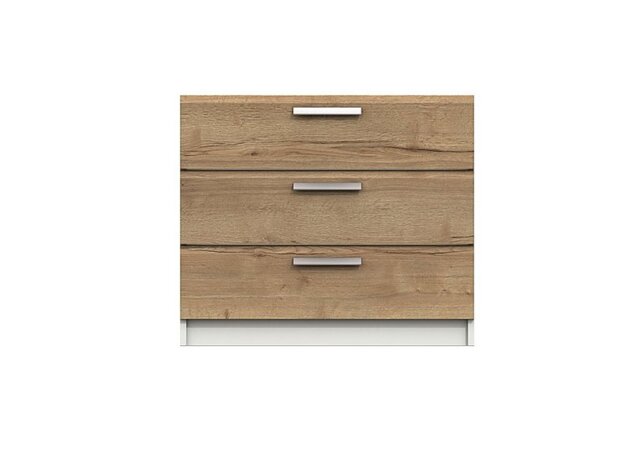 London Bedrooms - Waterloo 3 Drawer Chest - White and Natural Rustic Oak