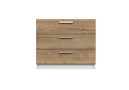 London Bedrooms - Waterloo 3 Drawer Chest - White and Natural Rustic Oak