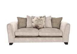Mariah 3 Seater Fabric Scatter Back Sofa with Chrome Insert - Dapple Cream with Chrome Insert
