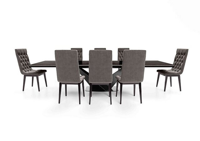 Vita Extending Dining Table and 8 Button Back Chairs - 300-cm - Miraglio Granite
