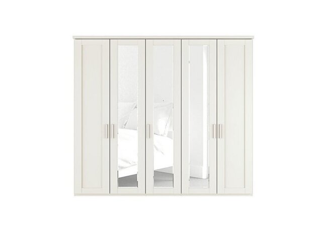 Wiemann - Kempton 5 Door Hinged Wardrobe with Mirrors - White - Bedroom Furniture - In Time for Christmas