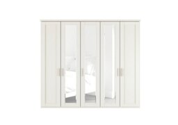 Wiemann - Kempton 5 Door Hinged Wardrobe with Mirrors - White - Bedroom Furniture - In Time for Christmas