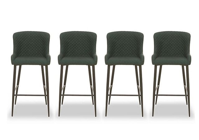Hanoi Set of 4 Faux Leather Bar Stools - Bottle Green