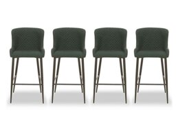 Hanoi Set of 4 Faux Leather Bar Stools - Bottle Green