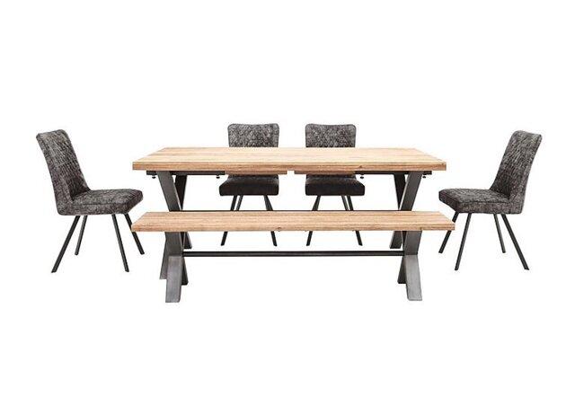 Earth Large Dining Table With Bench and 4 Chairs