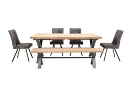 Earth Large Dining Table With Bench and 4 Chairs