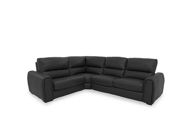 World of Leather - Flex Leather Small Left Hand Facing Corner Sofa Bed with Power Recliner and Storage Arms - Classic Black