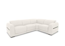World of Leather - Edison Small Leather Power Recliner Right Hand Facing Corner Sofa with Power Headrests and Lights - Star White