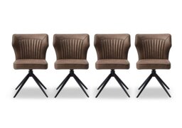 Jayden Set of 4 Faux Leather Swivel Dining Chairs - Light Brown