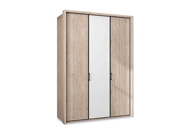 Wiemann - Dallas 157cm 3 Door Hinged Wardrobe with Centre Glass Door - Holm Oak and White