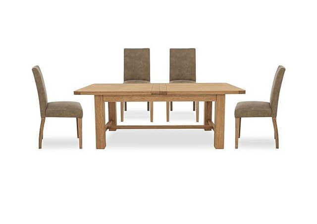 Furnitureland - Augusta Large Rectangular Extending Dining Table and 4 Cowboy Upholstered Chairs - Taupe