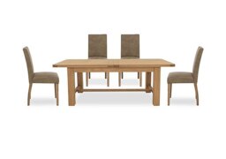 Furnitureland - Augusta Large Rectangular Extending Dining Table and 4 Cowboy Upholstered Chairs - Taupe