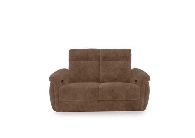 Dublin Fabric 2 Seater Power Recliner Sofa with Power Headrests - Classic Brown