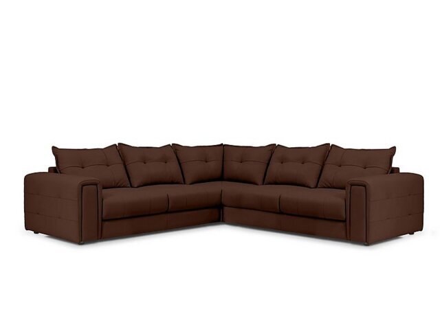 Goliath Large Leather Corner Sofa with Storage Drawers - Chocolate
