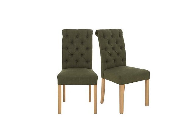 Furnitureland - Hamilton Pair of Button Back Dining Chairs - Forest