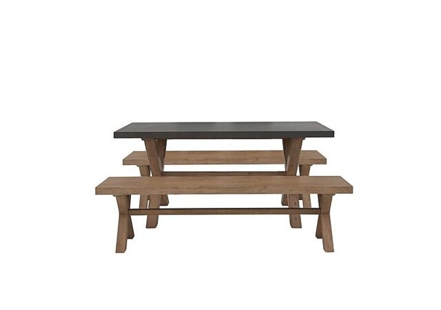 Fusion Small Table and 2 Dining Benches Set