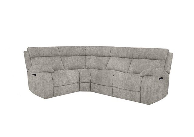 Moreno Small Fabric Power Recliner Left Hand Facing Corner Sofa with Power Headrests - Grey - Sofas and Armchairs - In Time for Christmas