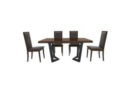 Palazzo 200cm Extending Dining Table in Dark Walnut with 4 Rombi Chairs - Aquos Dark Grey